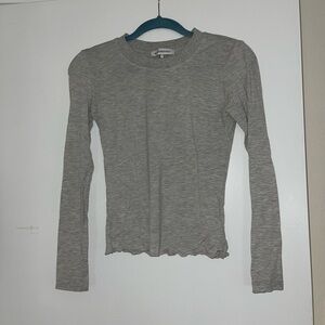 WeWoreWhat scalloped crewneck lettuce hem long sleeve